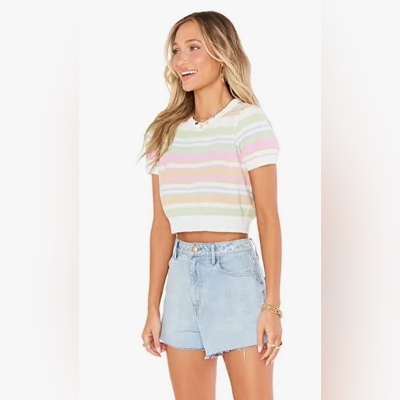 Show Me Your Mumu Simple Stripe Knit Sweater Multicolor Crop Top Medium - Picture 2 of 8